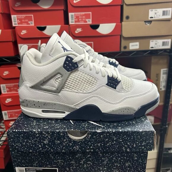 Nike Midnight Navy Air Jordan 4 Retro Blue White Gray DH6927-140 Men's FAST SHIP - Picture 2 of 6